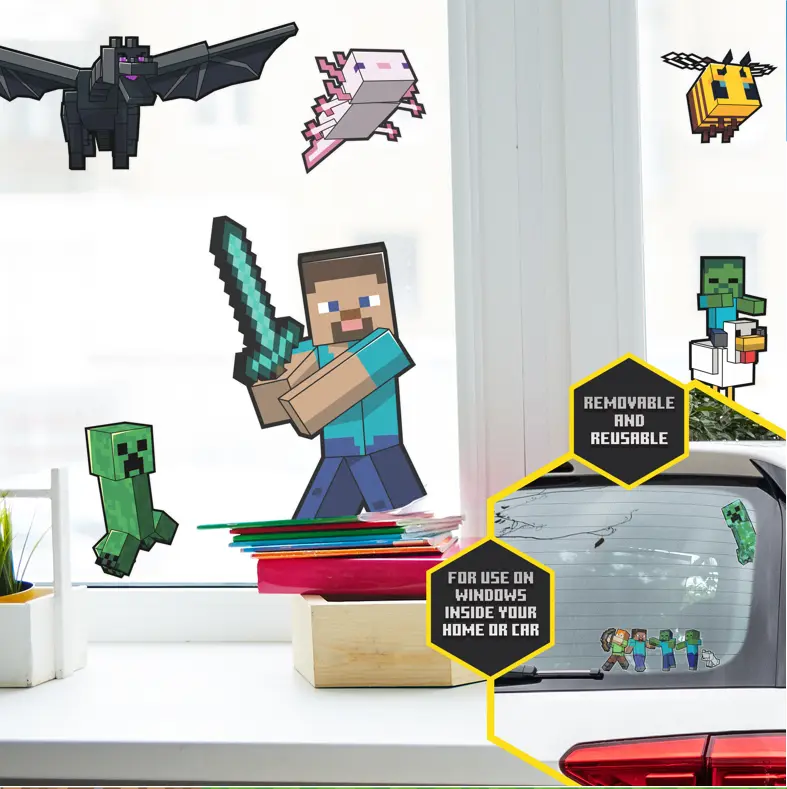 Autocollants Électrostatiques pour Fenêtre Minecraft