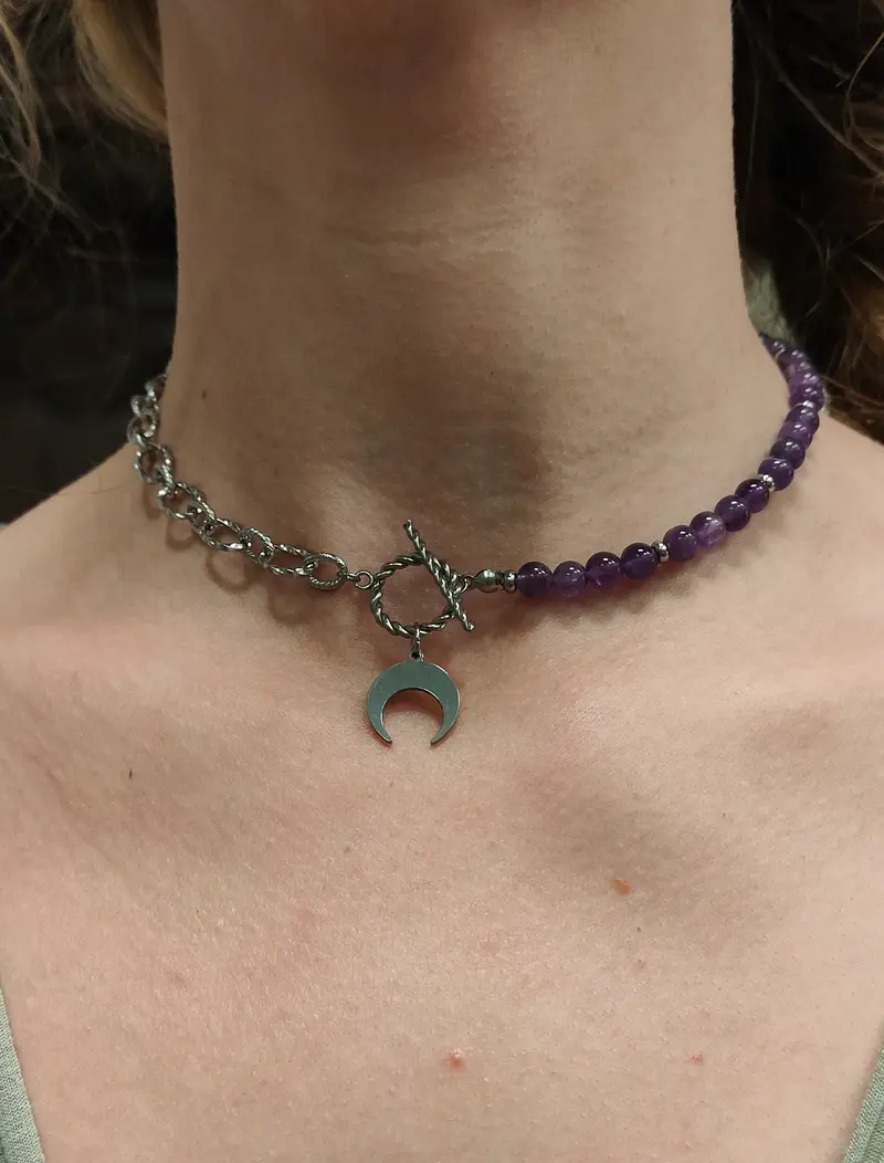 Collier améthyste lune
