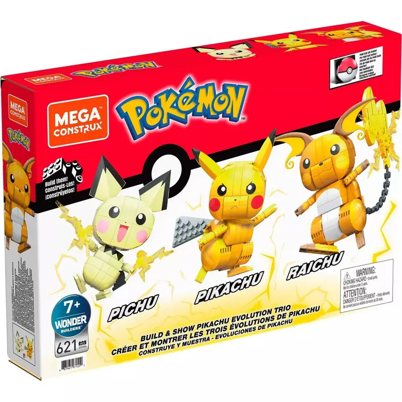 Mega Construx Pokémon - Évolutions de Pikachu (Pichu, Pikachu, Raichu)
