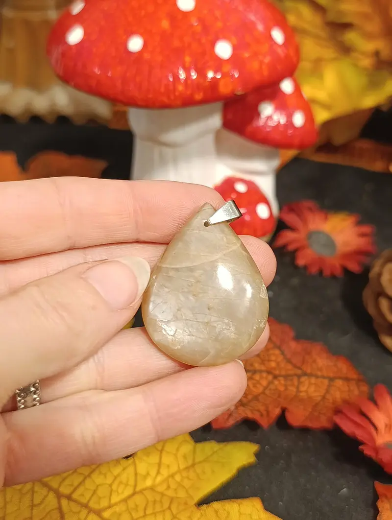Pendentif Pierre de Lune Orange Goutte
