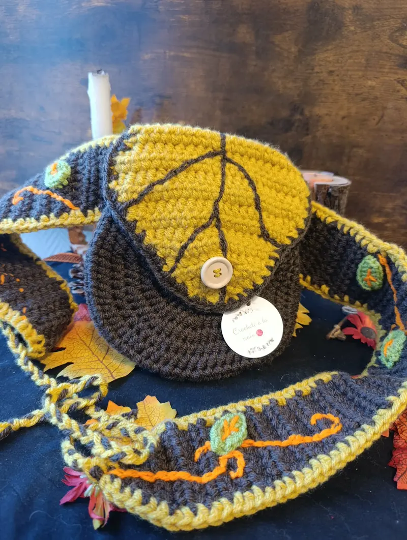 sacoche en crochet artisanale marron jaune