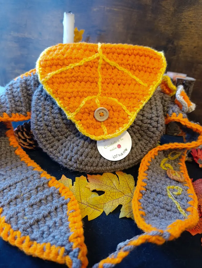 sacoche en crochet artisanale Marron orange