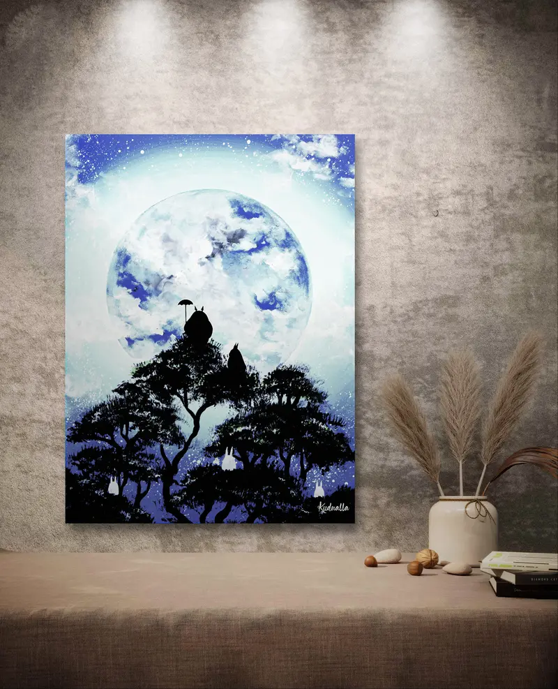Totoro Arbres Ghibli - Print Tableau Rigide